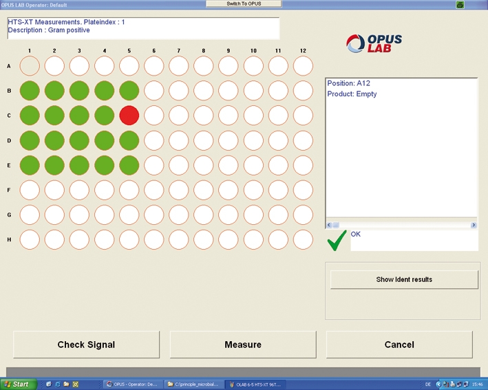 Screenshot der Opus-软件：HTS-XT-Messung。