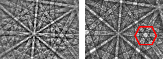 以 15千伏(左）采集的镍离子束和相应的动态模拟（右）