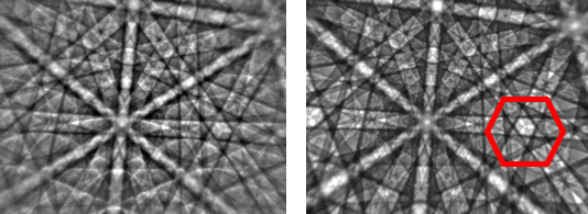 以 10千伏(左）采集的镍离子束和相应的动态模拟（右）